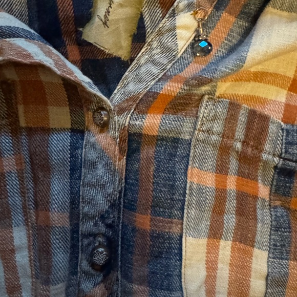 Aratta Silent Journey Embroidered Peacock Plaid Tunic Shirt Boho Chic Cotton - Picture 5 of 7